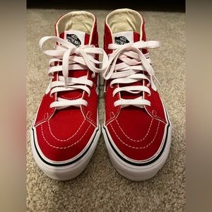 VANS, Off The Wall, Racing Red, Sk8-Hi Tapered, High Top, Women’s Size 7.5